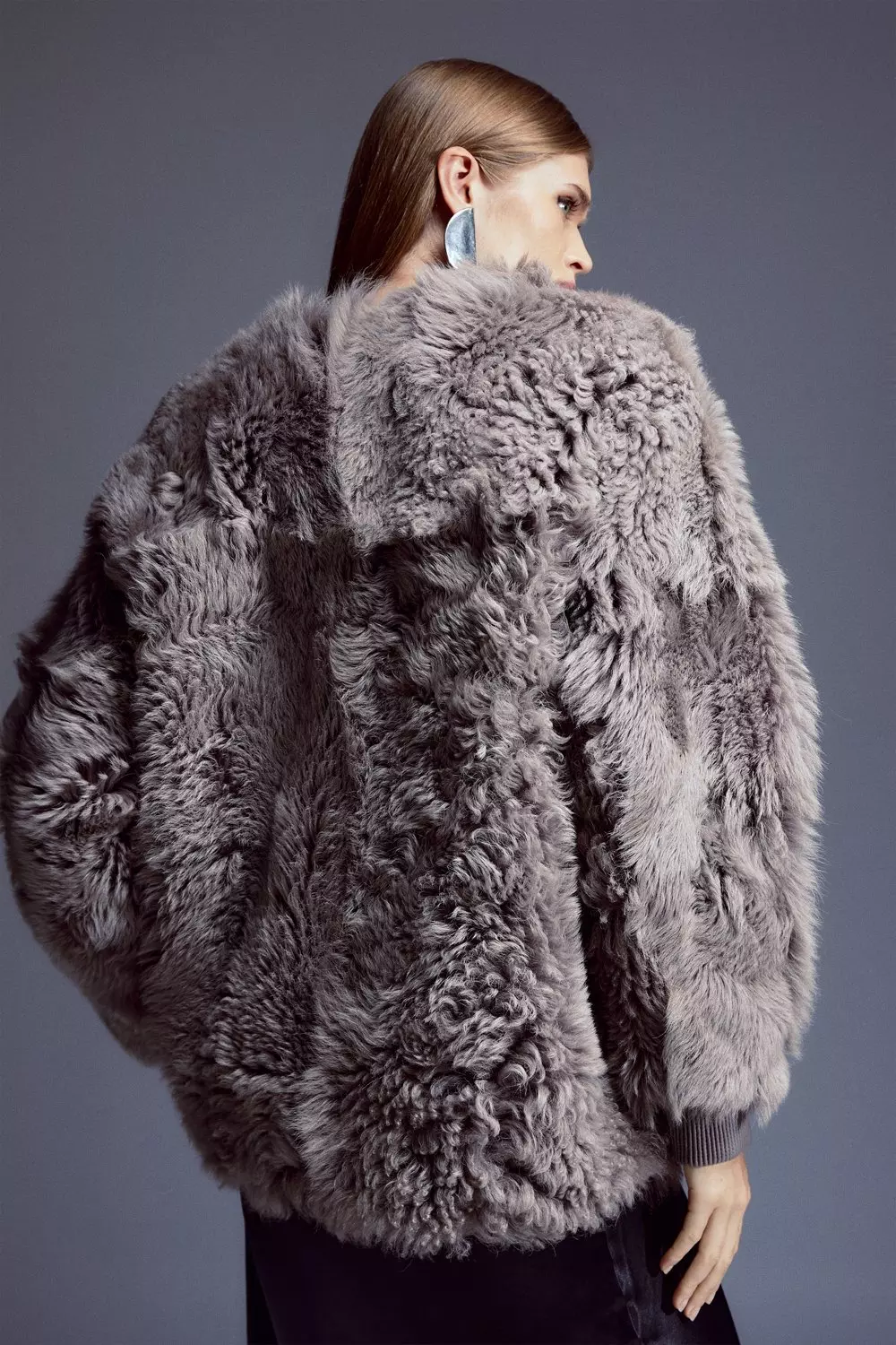 Karen millen shop grey fur coat